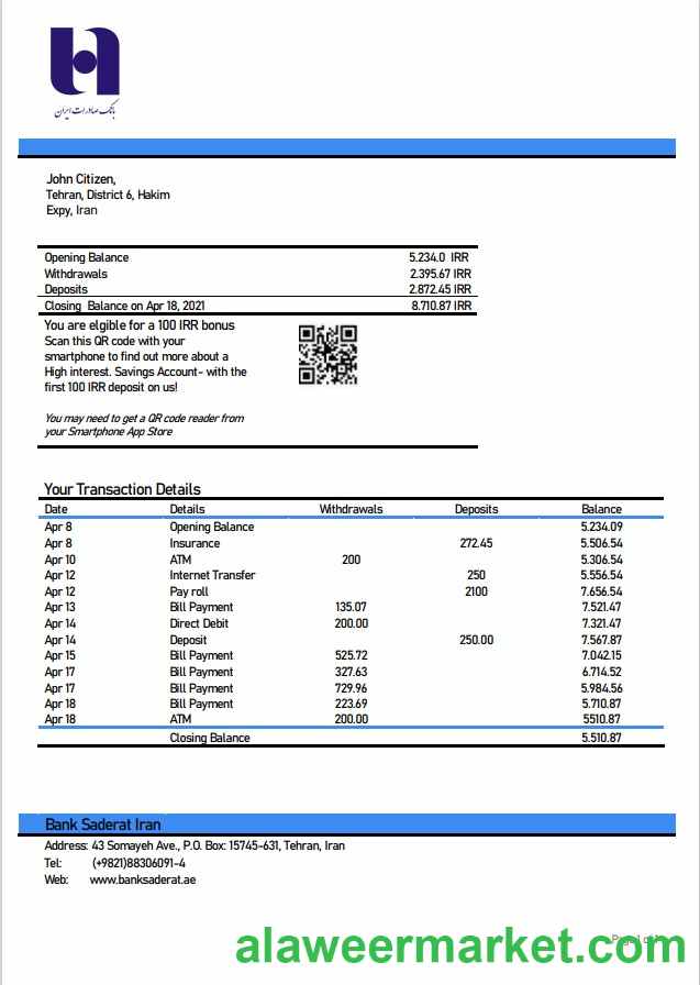 Iran Bank Sederet Iran statement